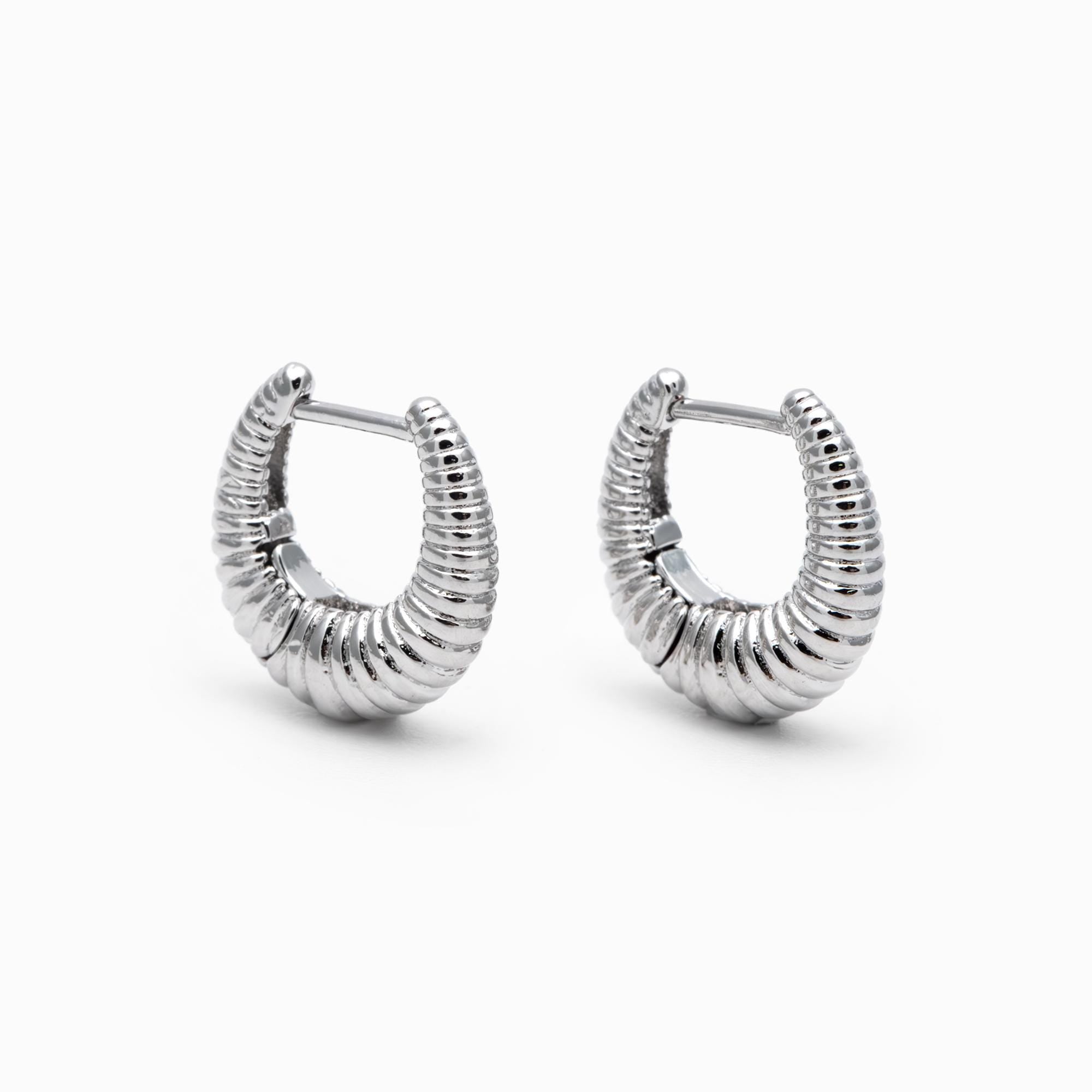 4pcs Gold/ Silver Tone U-Shaped Earrings, Real Gold/ Rhodium plated Brass, Minimalist Hoop Earrings (GB-4736)